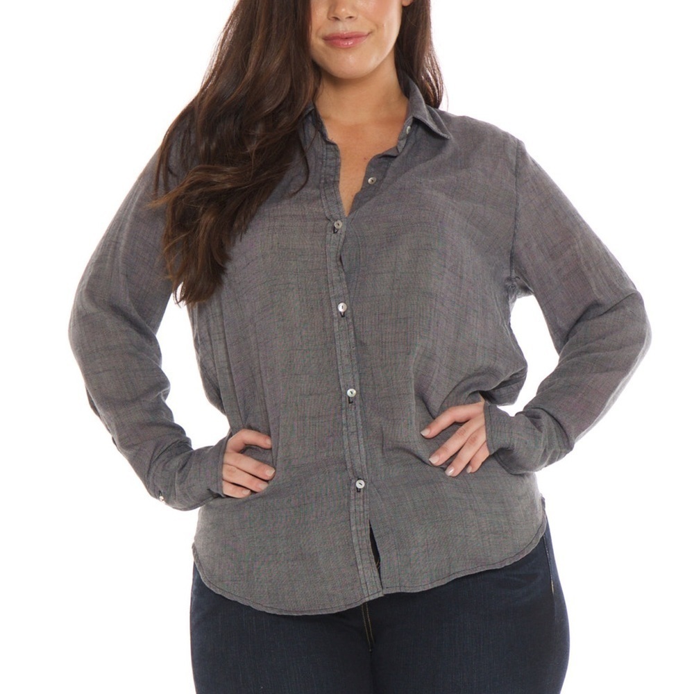 Slink Jeans Womens Crinkled Woven Shirt Black Size 0X (US L)‎